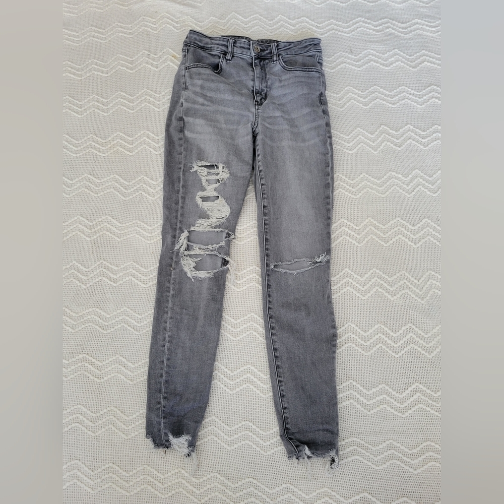 American Eagle (Size 4 Regular) Gray Next Level Stretch Jeans